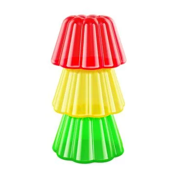 Stack of colorful jelly desserts red, yellow, green. 3D rendering Stock Illustration