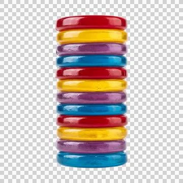 Stack of colorful jelly rings, shiny translucent objects for design. Stock Illustration