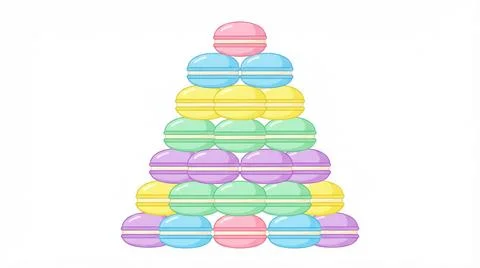 Stack of colorful macarons on white background Stock Illustration