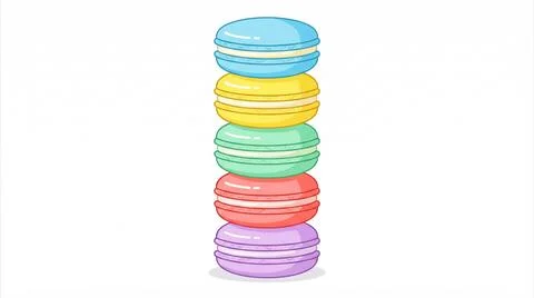 Stack of colorful macarons on white background Stock Illustration
