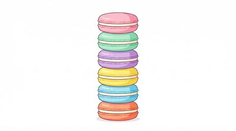 Stack of colorful macarons on white background Stock Illustration