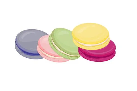 Stack of colorful macaroons, macaroon cakes with macaroons. Stock Illustration