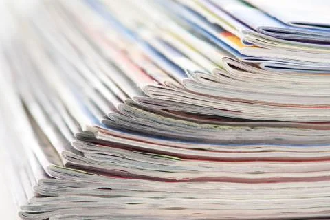 Stack of colorful magazines or documents - paper edges background Stock Photos