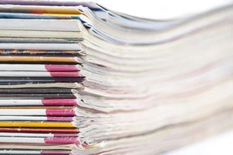 Stack of colorful magazines or documents - paper edges background Stock Photos