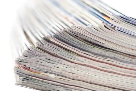 Stack of colorful magazines or documents - paper edges background Stock Photos