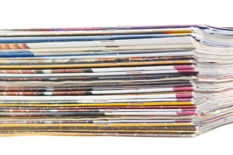 Stack of colorful magazines or documents - paper edges background Stock Photos