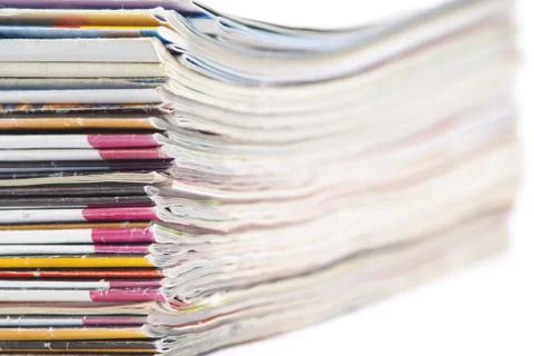 Stack of colorful magazines or documents - paper edges background Stock Photos