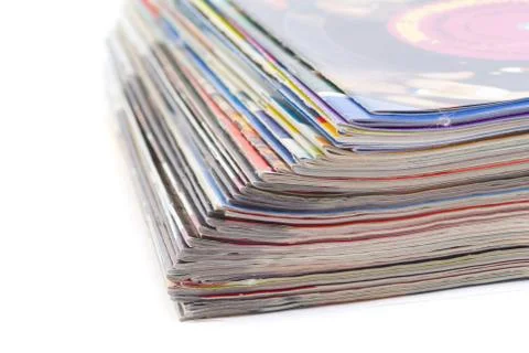 Stack of colorful magazines or documents - paper edges background Foto stock