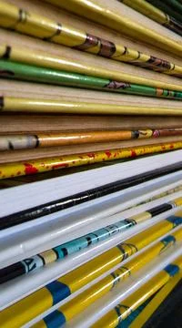 Stack of colorful magazines overlapping books in varied colors make backgro.. Stock Photos