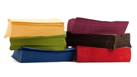 Stack of colorful napkins on white background Stock Photos