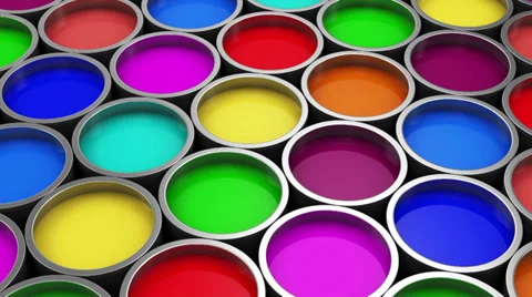 Stack of Colorful Paint Cans Stock-Footage 37804594