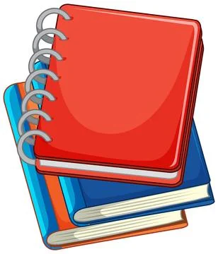 Stack of Colorful Spiral Notebooks and Hardcover Books Vector Illustration Stock Illustration