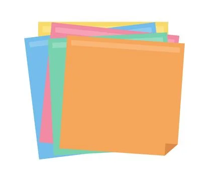 Stack of colorful sticky notes and memo paper pads vector illustration Illustration