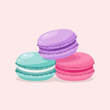 Stack of colorful sweet macarons different flavors and colors. Stock Illustration