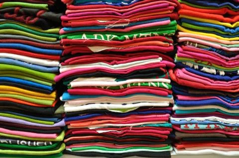 Stack of colorful t-shirt Stock Photos