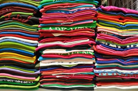 Stack of colorful t-shirt Stock Photos