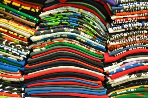 Stack of colorful t-shirt Stock Photos