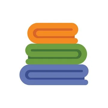 Stack of colorful towels folded neatly on white background 库存插图