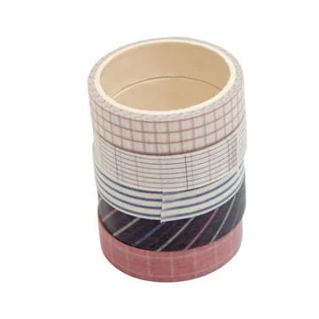 Stack of colorful washi tape rolls. Decorative adhesive stationery for scra.. Stock Photos