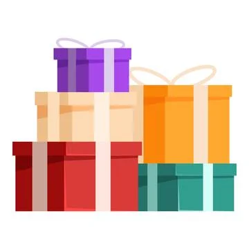 Stack of colorful wrapped gift boxes with ribbon Stock Illustration