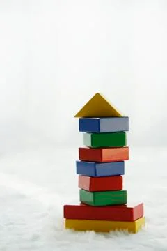 Stack of colourful building blocks Stock Photos