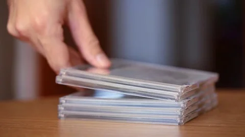 Stack of compact discs Stock Footage 81268012