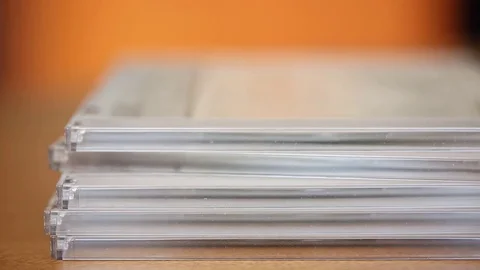 Stack of compact discs Stock Footage 81268014