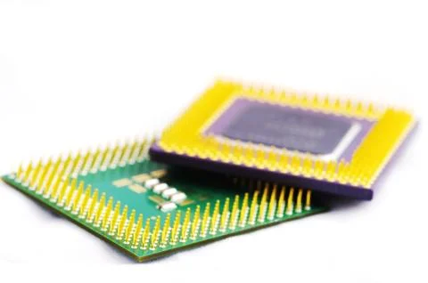 Stack of computer processors isolated on a white background Stock Photos