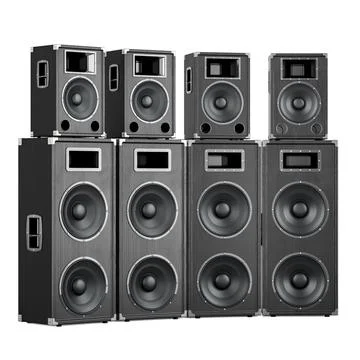 Stack of concert loudspeakers, 3D rendering イラスト素材