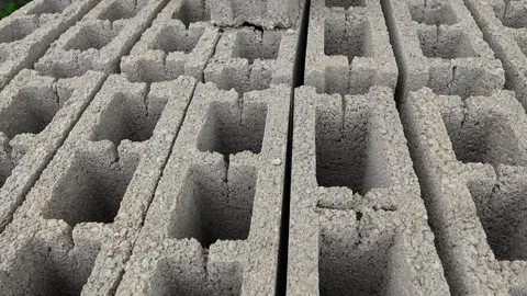 Stack of concrete bricks blocks on the palette at warehouse close up Stock Footage 243836167