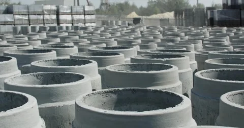 A stack of concrete ring pipes Stock Footage 290213961