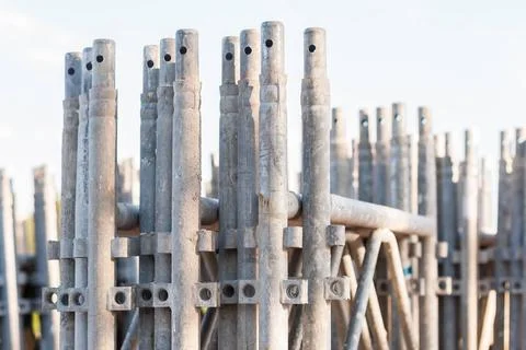 Stack of construction scaffolding elements Close up of stack of constructi... Stock Photos