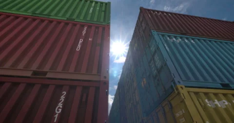 Stack of containers, 3D animation Stock Footage 153995437