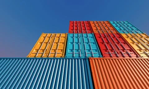 Stack of containers box, Cargo freight ship for import export business Illustrazione stock