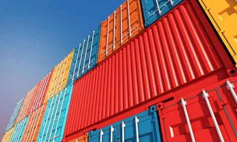 Stack of containers box, Cargo freight ship for import export business Illustrazione stock