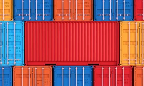 Stack of containers box, Cargo freight ship for import export business Illustrazione stock