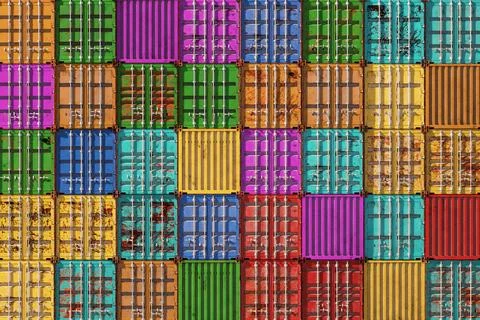 Stack of containers box, Cargo freight ship for import export logistics. Stock Illustration