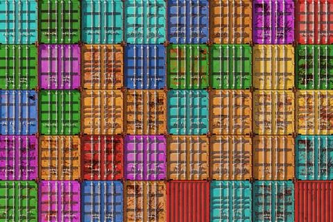 Stack of containers box, Cargo freight ship for import export logistics. Stock Illustration