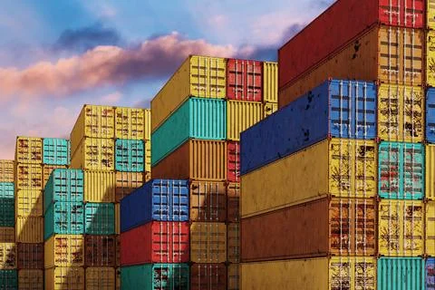 Stack of containers box, Cargo freight ship for import export logistics. Stockillustratie