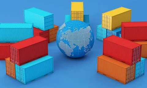 Stack of containers box, worldwide of  import export business Illustrazione stock