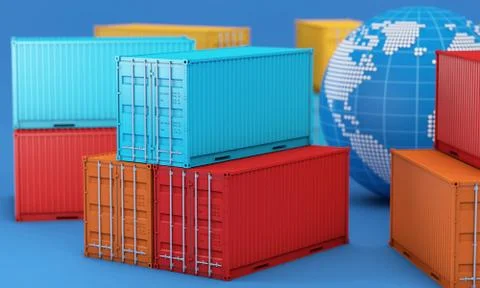 Stack of containers box, worldwide of  import export business Illustrazione stock