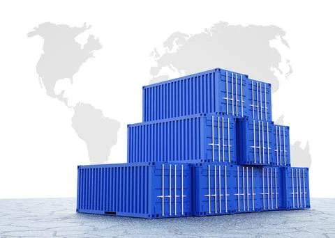 Stack of containers cargo ship import or export Stock Illustration