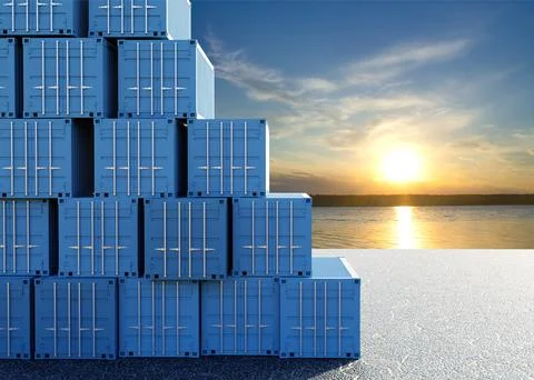 Stack of containers cargo ship import or export Stock Illustration