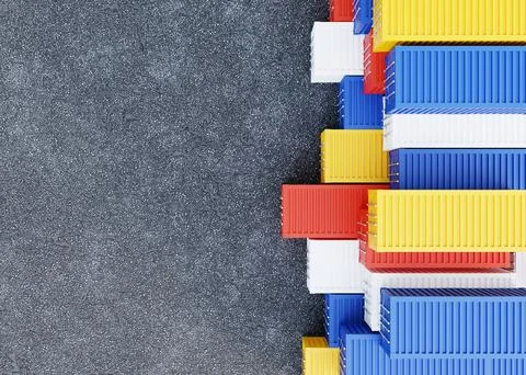 Stack of containers cargo ship import or export Illustrazione stock