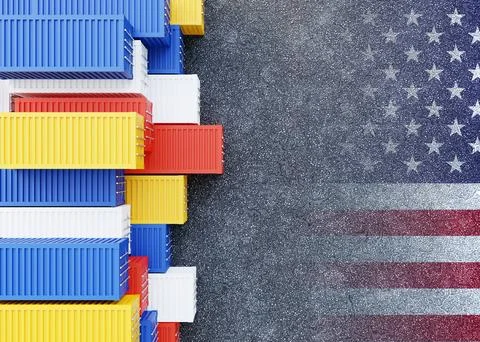 Stack of containers cargo ship import or export Stock Illustration