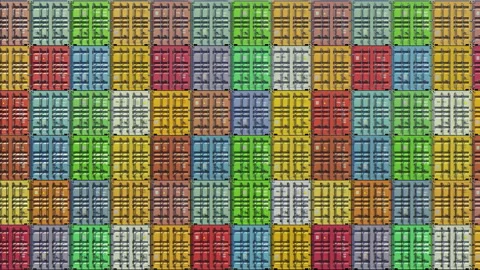 Stack of containers in a harbor, shipping at dockyard, logistic import and Stock Footage 109053012