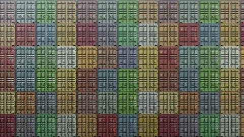 Stack of containers in a harbor, shipping at dockyard, logistic import and Stock Footage 109053558