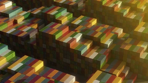 Stack of containers in a harbor, shipping at dockyard, logistic import and Stock Footage 109054192