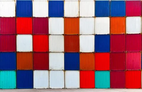 Stack of containers inside container terminal for background. Stock Photos