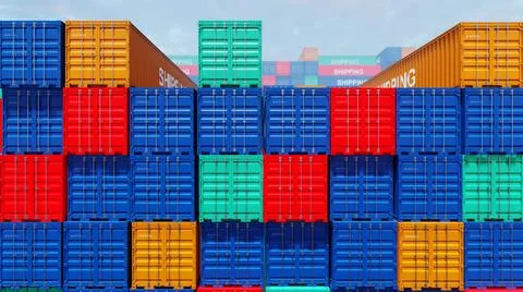 The Stack Containers For Marker 04.jpg 3D illustration Background for adve... Foto stock